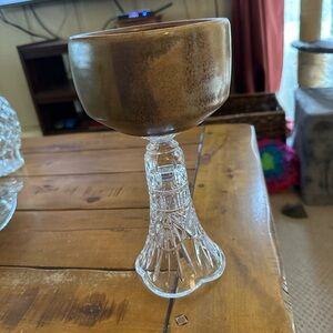 Elegant Brown and Clear Glass Chalice